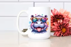 Cute Hippo Sunglasses Tongue Clipart Product Image 2