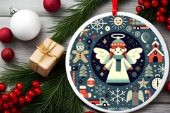Round Christmas Ornament Sublimation|Clipart Product Image 1