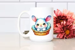 Colorful Watercolor Resting Baby Rabbit Clipart Product Image 2