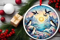 Round Christmas Ornament Sublimation|Clipart Product Image 2