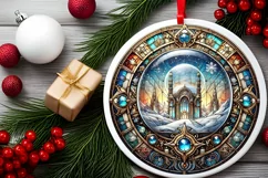 Round Christmas Ornament Sublimation|Clipart Product Image 1