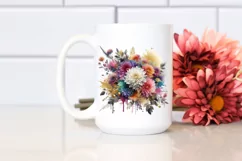Watercolor Abstract Bouquet GOLD FOIL | Sublimation Clipart Product Image 2