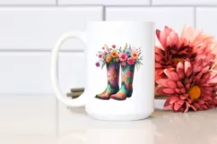 Colorful Cowboy Boots Flower Clipart Product Image 2