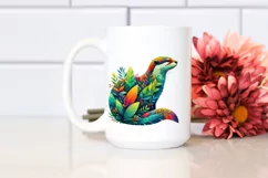Abstract Vibrant Otter with Plant Leaves, PNG Product Image 2