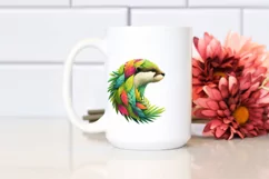 Abstract Vibrant Otter with Plant Leaves, PNG Product Image 2