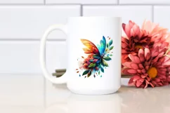 Abstract Vibrant Butterfly with Plant Leaves and 3D Flowers, Product Image 2
