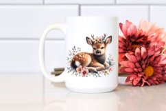 Cute Baby Elk with Flowers Watercolor Clipart Product Image 2