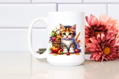 Kitten Autumn Vegetables Watercolor Clipart Product Image 2