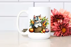Kitten Autumn Vegetables Watercolor Clipart Product Image 2