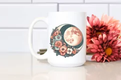 Vibrant Half Moon with Flowers, Transparent PNG Product Image 2