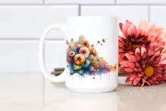 Abstract Glossy Nasturtium Watercolor Clipart Product Image 2
