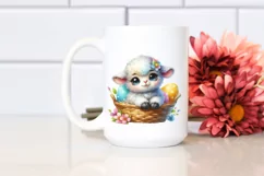 Colorful Smiling Baby Lamb in Egg Basket Clipart Product Image 2