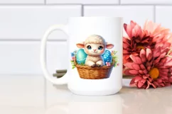 Colorful Smiling Baby Lamb in Egg Basket Clipart Product Image 2