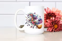 Vibrant Unicorn Witch with Flowers | Clipart Product Image 2