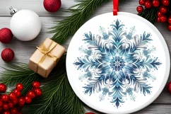 Snow Flake Christmas Round Cute Ornament Sublimation Product Image 1