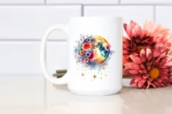 Vibrant Abstract Moon with Flowers and Stars Product Image 2