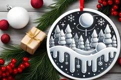 Round Christmas Ornament Sublimation|Clipart Product Image 1