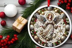 Round Christmas Ornament Sublimation|Clipart Product Image 1