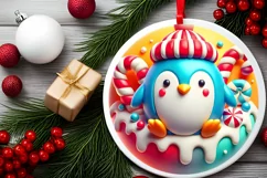 Round Christmas Ornament Sublimation|Clipart Product Image 1