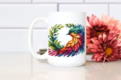 Abstract Vibrant Bird with Plant Leaves, PNG Product Image 2