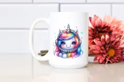 Colorful Pastel Image of Baby Unicorn with Space Helmet Product Image 2