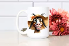 Watercolor Funny Horse Goat with Sun Hat, Transparent PNG Product Image 2