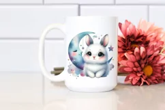 Colorful Watercolor Smiling Arctic Hare | Clipart Product Image 2