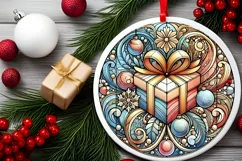 Round Christmas Ornament Sublimation|Clipart Product Image 1