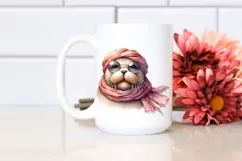 Funny Walrus Portrait Smiling | Silk Scarf Clipart Product Image 2