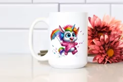 Cute Baby Unicorn with Raincoat, PNG Product Image 2