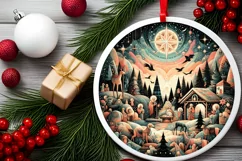 Round Christmas Ornament Sublimation|Clipart Product Image 2