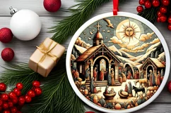 Round Christmas Ornament Sublimation|Clipart Product Image 2