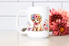 Pastel Puppy with Flower Crown | Clipart Product Image 2