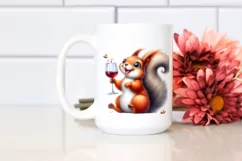 detailed Watercolor Squirrel with Wine Clipart Product Image 2