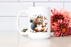 detailed Watercolor Squirrel with Wine Clipart Product Image 2