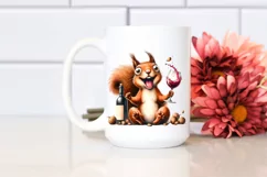 detailed Watercolor Squirrel with Wine Clipart Product Image 2