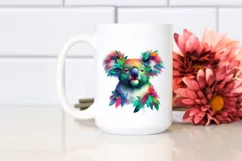 Abstract Vibrant Koala with Plant Leaves, PNG Product Image 2