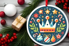Round Christmas Ornament Sublimation|Clipart Product Image 1