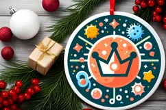 Round Christmas Ornament Sublimation|Clipart Product Image 1