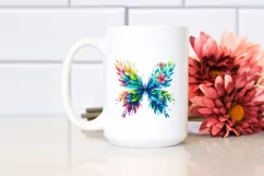 Abstract Vibrant Butterfly with Plant Leaves and 3D Flowers, Product Image 2