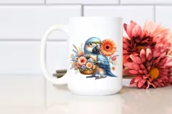 Detailed Whimsical Cute Baby Macaw Flower Basket Product Image 2