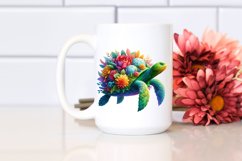 Abstract Vibrant Turtle with Plant Leaves and 3D Flowers, Product Image 2