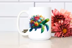 Abstract Vibrant Turtle with Plant Leaves and 3D Flowers, Product Image 2