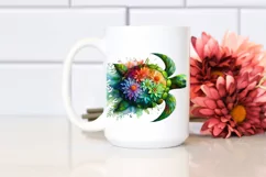 Abstract Vibrant Turtle with Plant Leaves and 3D Flowers, Product Image 2