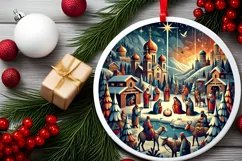 Round Christmas Ornament Sublimation|Clipart Product Image 1