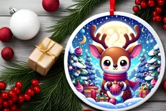 Round Christmas Ornament Sublimation|Clipart Product Image 2