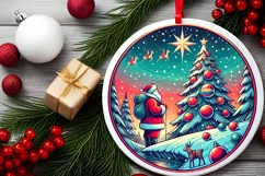 Round Christmas Ornament Sublimation|Clipart Product Image 1