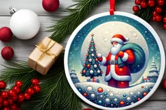 Round Christmas Ornament Sublimation|Clipart Product Image 1