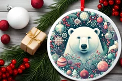 Round Christmas Ornament Sublimation|Clipart Product Image 1