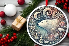 Round Christmas Ornament Sublimation|Clipart Product Image 1